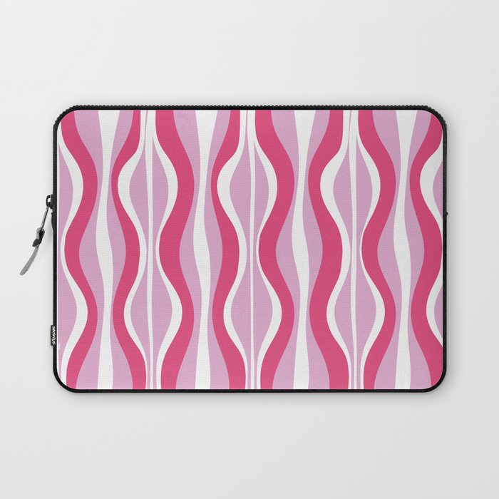 Hourglass Abstract Retro Mod Wavy Pattern in Hot Pink Laptop Sleeve