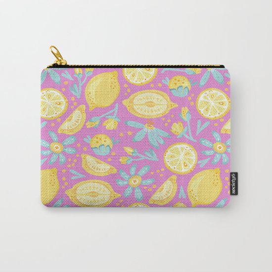 Lemon Pattern Pink Carry-All Pouch