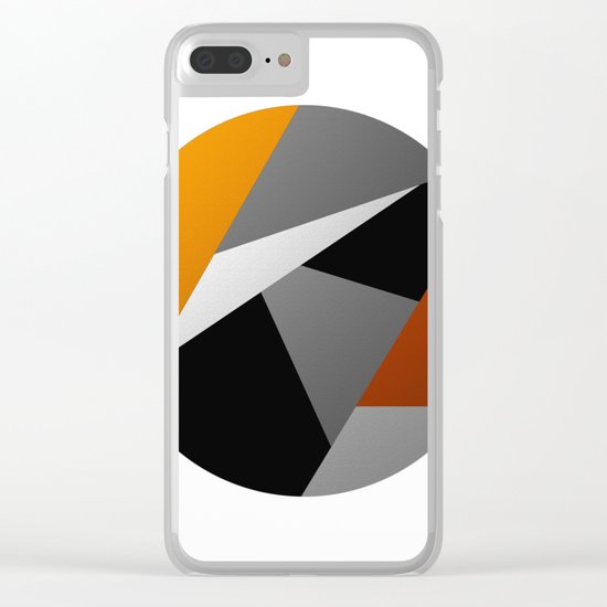 Metallic Moon - Abstract, metallic textured geometric moon space artwork Clear iPhone Case