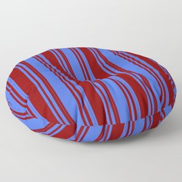 [ Thumbnail: Maroon and Royal Blue Colored Stripes/Lines Pattern Floor Pillow ]