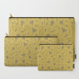 Wild Flowers, Sagebrush, Sticks, Grass and Bumblebees in Mustard Yellow Carry-All Pouch