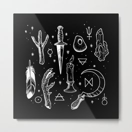 Accoutrements BLACK Metal Print | Magic, Witchcraft, Spell, Wizard, Magick, Spiritual, Magical, Spellcraft, Occult, Pattern 