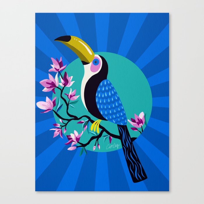 Tropical Toucan – Turquoise & Blue Canvas Print