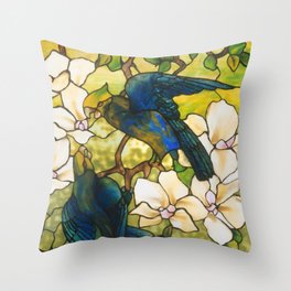 Louis Comfort Tiffany - Decorative stained glass 3. Throw Pillow