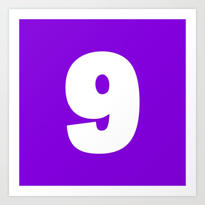 9 (White & Violet Number) Art Print