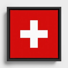 Switzerland Flag Print Swiss Country Pride Patriotic Pattern Framed Canvas