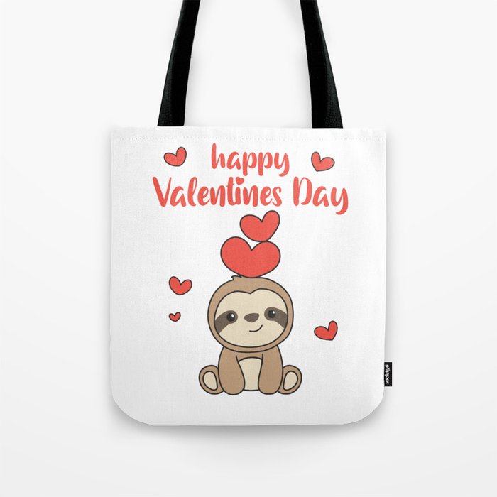 Sloth For Valentine's Day Cute Animals With Hearts Tote Bag