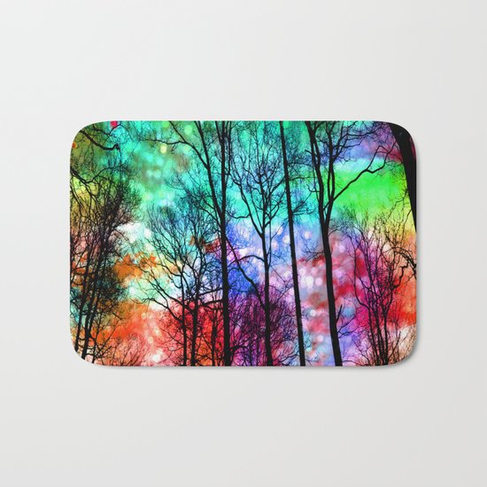 colorful abstract forest Bath Mat