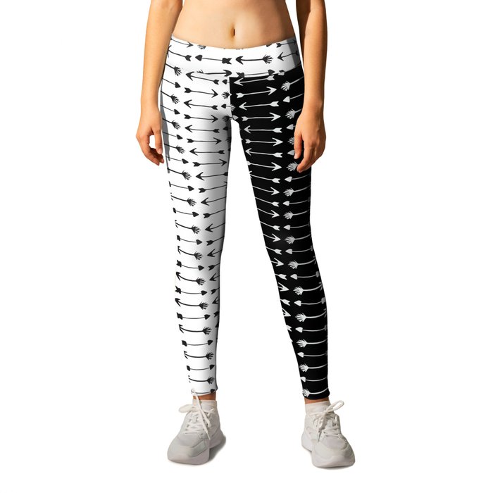 Modern Black and White Hand Drawn Arrows Leggings by BlackStrawberry
