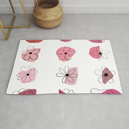 hand drawn flowers pink  Area & Throw Rug