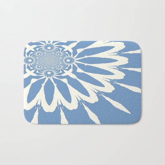 Subtle Blue Flower Bath Mat