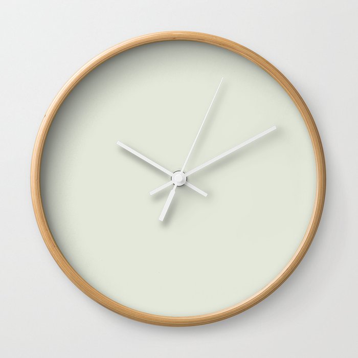 Spinach White light soft sage green solid color modern abstract pattern  Wall Clock