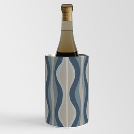 Mid Century Modern Hourglass Abstract Pattern in Neutral Blue Gray   Wine Chiller