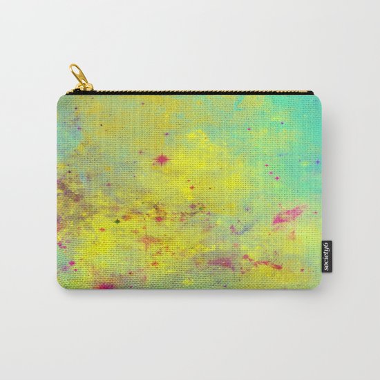 Pink Stars - Abstract space painting in yellow, blue and pink Carry-All Pouch
