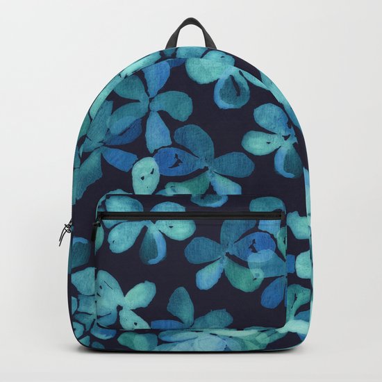 Hand Painted Floral Pattern in Teal & Navy Blue Backpack