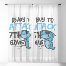 Ready To Attack 7th Grade Shark Sheer Curtain