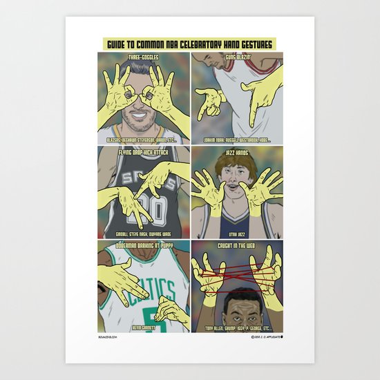Guide to NBA Celebratory Hand Gestures Art Print