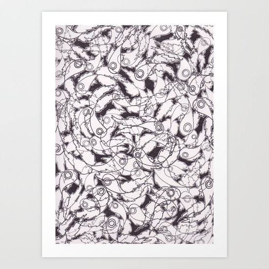 Pet Store Fish Tank (Black and White) Art Print