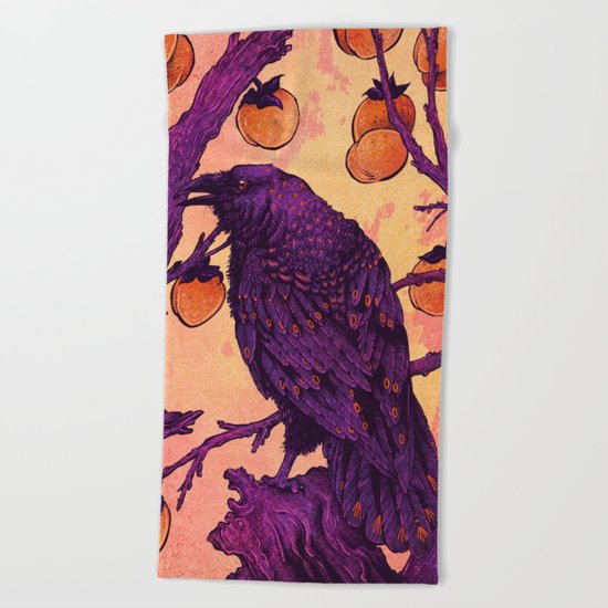 Raven and Persimmons Beach Towel
