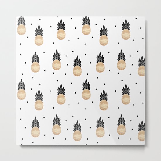 Golden Pineapple Pattern Metal Print