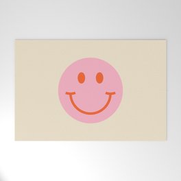 70s Retro Pink Smiley Face Welcome Mat