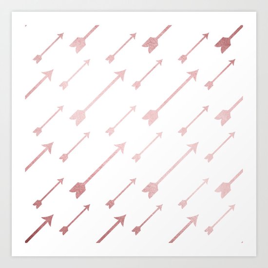 Simply Adventure Arrows in Rose Gold Sunset Art Print