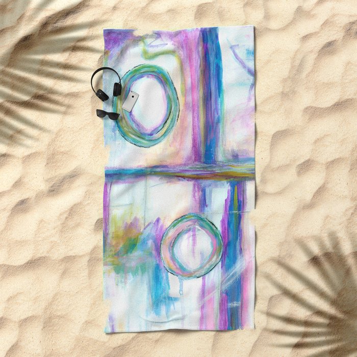 Just The Three Of Us Abstract Art Painting Beach Towel By Itaya