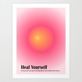 Heal Yourself, Retro Abstract Meditation Gradient Art Art Print
