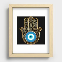 Evil Eye Amulet Hamsa Hand Mandala Recessed Framed Print