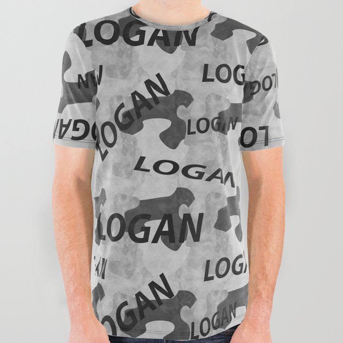  Logan pattern in gray colors and watercolor texture All Over Graphic Tee