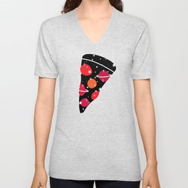 Space Pizza (black) V Neck T Shirt