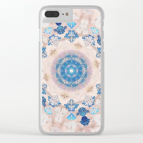 Cream Rose Mandala Clear iPhone Case