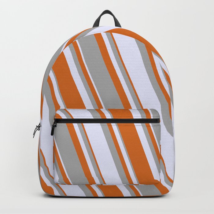 Lavender, Chocolate, and Dark Gray Colored Pattern of Stripes Backpack
