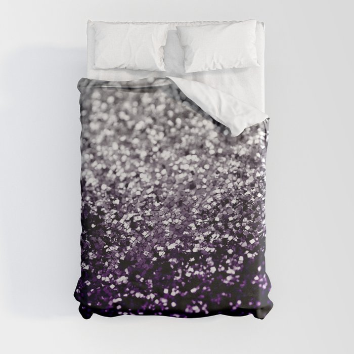 Dark Night Purple Black Silver Glitter #1 (Faux Glitter) #shiny #decor #art #society6 Duvet Cover