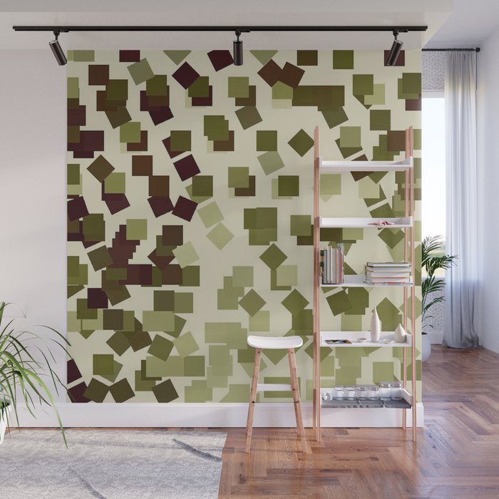 Modern Geometric Squares Forest Lime Green Wall Mural