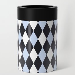 Modern Blue Black Argyle Diamond Pattern Can Cooler