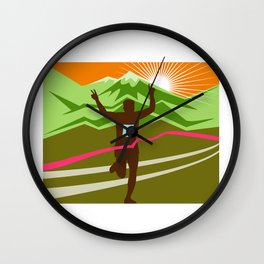 Marathon Race Finisher Wall Clock | Runner, Illustration, Silhouette, Victory, Race, Finishing, Graphicdesign, Ribbontape, Artwork, Finisher 