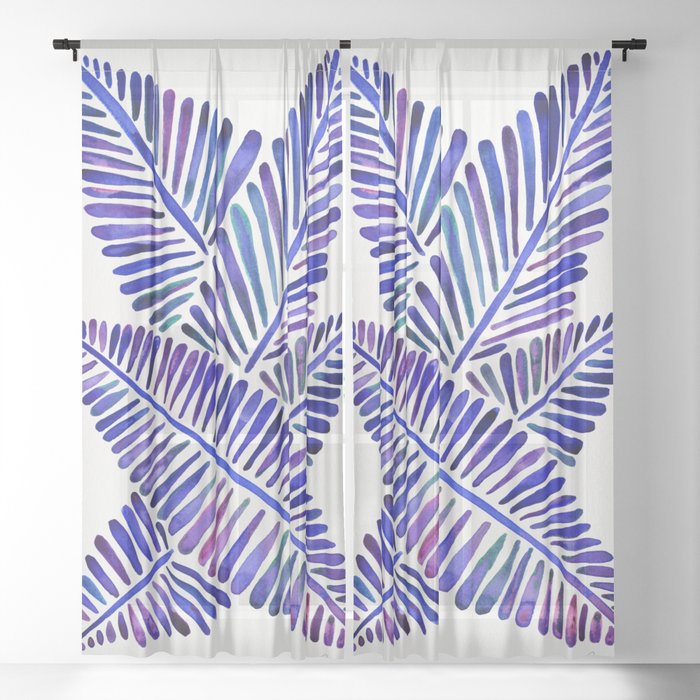 Tropical Banana Leaves – Indigo Palette Sheer Curtain