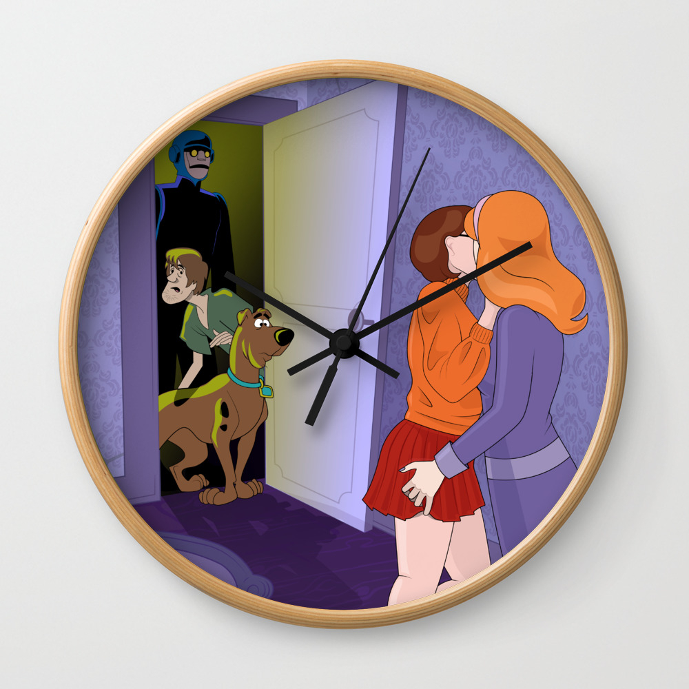 Scooby Velma Daphne Lesbian Cartoon Wall Clock by alexgottlieb | Society6