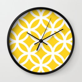 White Rings on Yellow Wall Clock