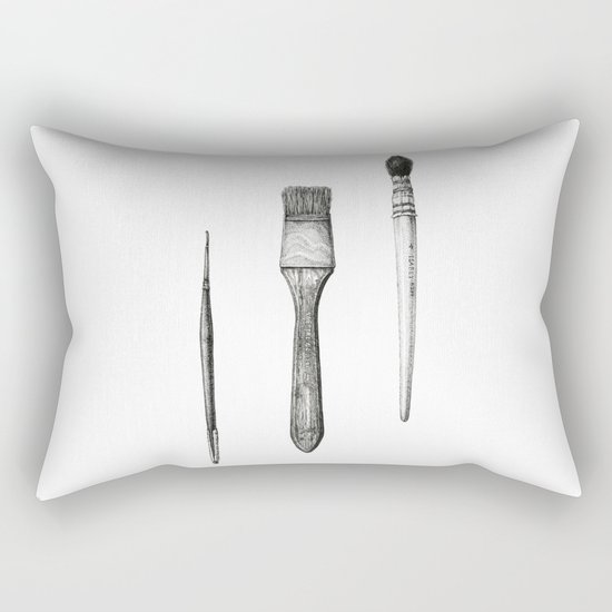 Retired Watercolor Brushes Rectangular Pillow