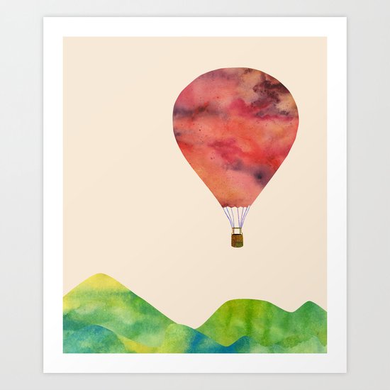 Sunset balloon Art Print