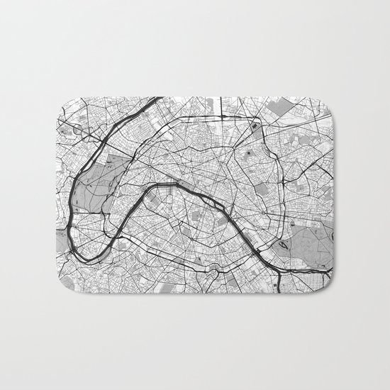 Paris Map Gray Bath Mat