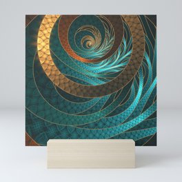 Beautiful Corded Leather Turquoise Fractal Bangles Mini Art Print
