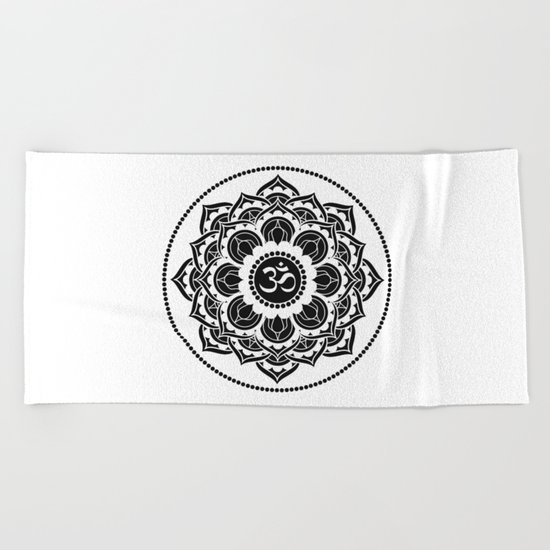 Black and White Mandala | Flower Mandhala Beach Towel