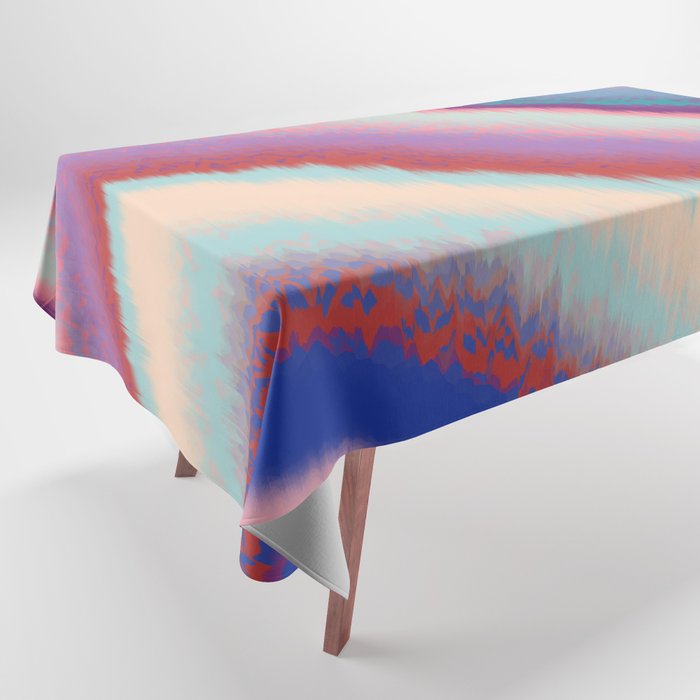 Glitchy modern pastel wavy rainbow stripes 1 - purple, pink, green, blue Tablecloth