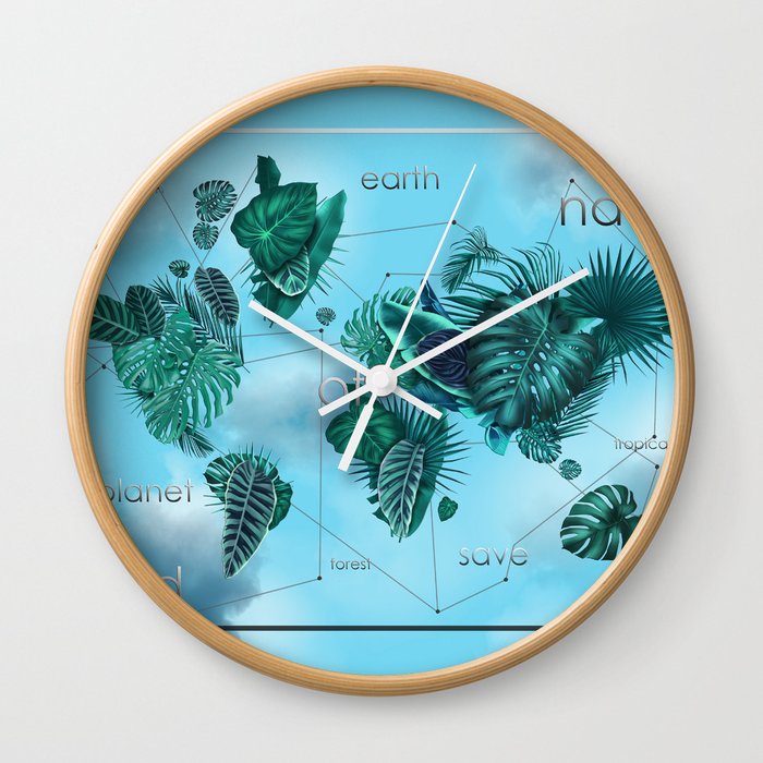 world map-world of nature 3 Wall Clock