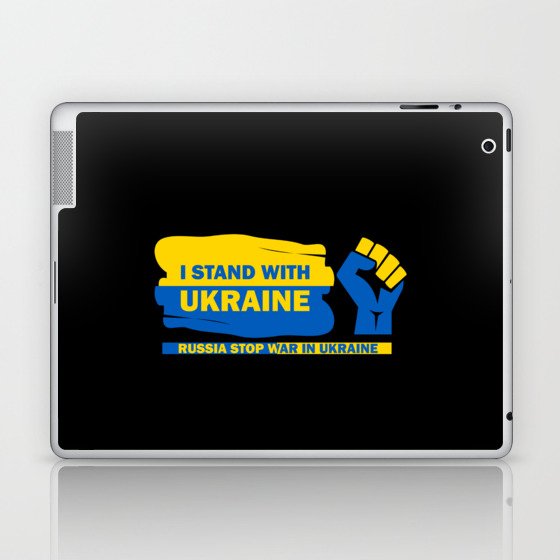 I stand with Ukraine Stop War blue yellow Laptop & iPad Skin