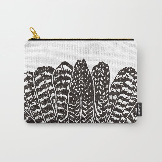 TRIBAL FEATHERS - BLACK Carry-All Pouch