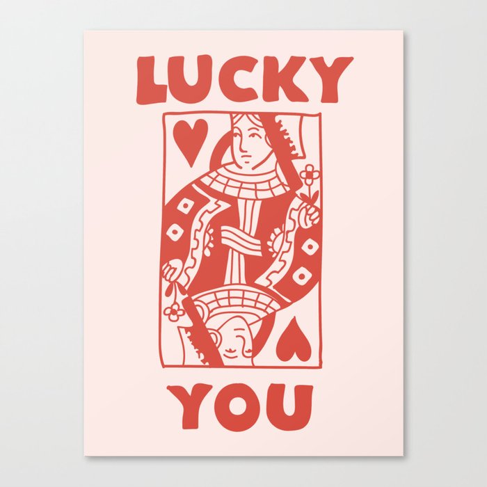 Lucky You - Queen of Hearts - Red Canvas Print